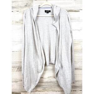 Betabrand Gray Hooded Coton Silk Cardigan Sweater Womens M/L Travel Lounge